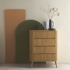 sweeek Cassettiera decorazione striata 4 cassetti