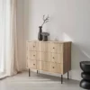 sweeek Cassettiera, decoro in legno scanalato, 3 cassetti