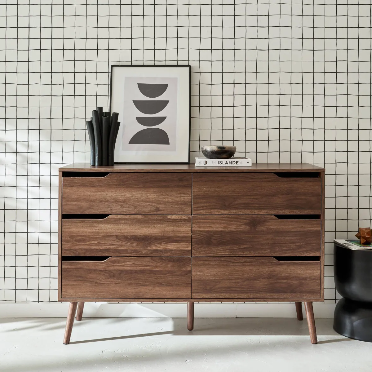 sweeek Cassettiera effetto legno, 6 cassetti