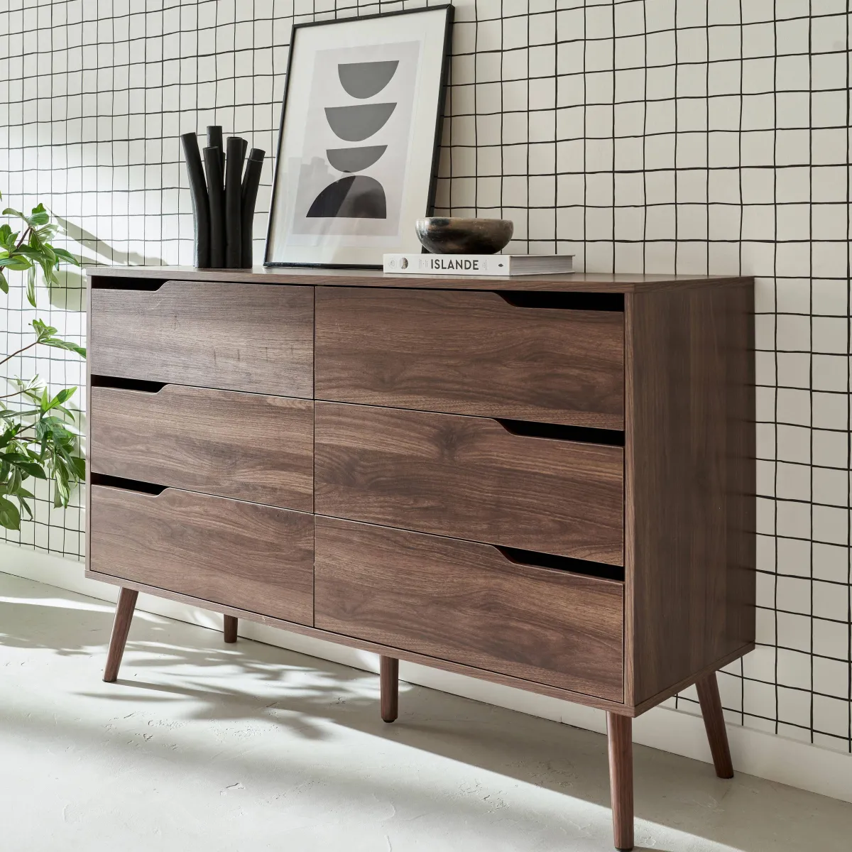 sweeek Cassettiera effetto legno, 6 cassetti