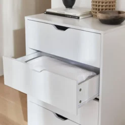 sweeek Cassettiera effetto legno con gambe in legno 4 cassetti