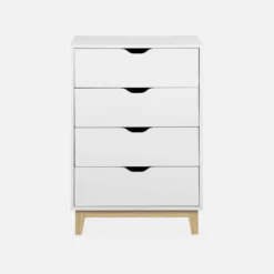 sweeek Cassettiera effetto legno con gambe in legno 4 cassetti