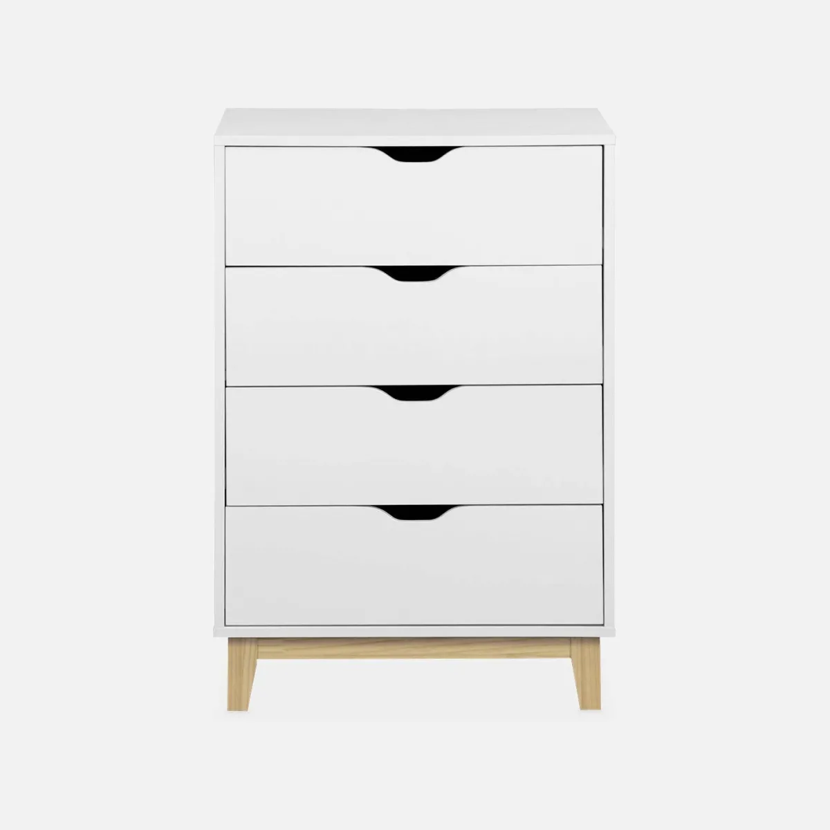 sweeek Cassettiera effetto legno con gambe in legno 4 cassetti