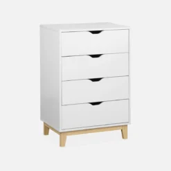 sweeek Cassettiera effetto legno con gambe in legno 4 cassetti