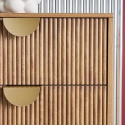 sweeek Cassettiera effetto legno di mango scanalata 6 cassetti