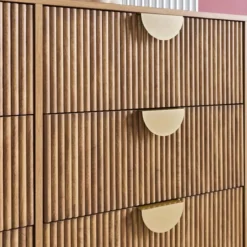 sweeek Cassettiera effetto legno di mango scanalata 6 cassetti
