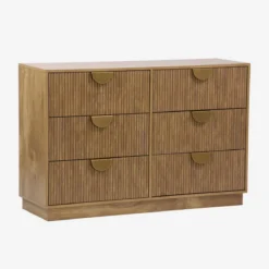 sweeek Cassettiera effetto legno di mango scanalata 6 cassetti