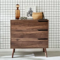 sweeek Cassettiera effetto legno di noce, 3 cassetti