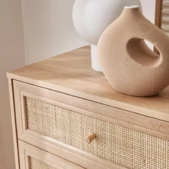 sweeek Cassettiera effetto legno e canna a 6 cassetti