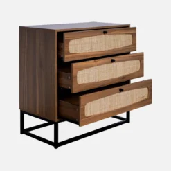 sweeek Cassettiera effetto legno e canna, 3 cassetti