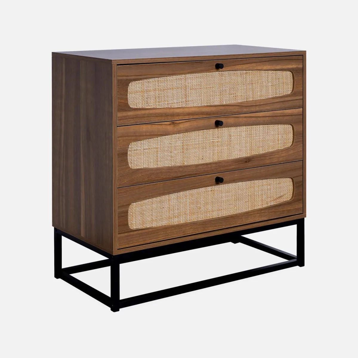 sweeek Cassettiera effetto legno e canna, 3 cassetti