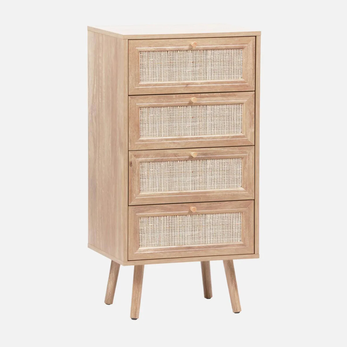 sweeek Cassettiera effetto legno e canna da zucchero a 4 cassetti