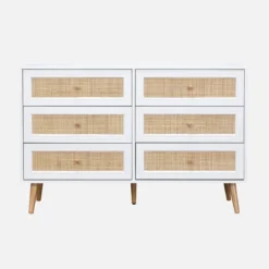 Cassettiera effetto legno e canna a 6 cassetti