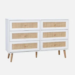 Cassettiera effetto legno e canna a 6 cassetti