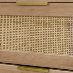 sweeek Cassettiera in legno e canna arrotondata, 6 cassetti