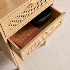 sweeek Cassettiera in legno e canna con 4 cassetti