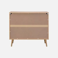 sweeek Cassettiera in legno e canna intrecciata, 3 cassetti