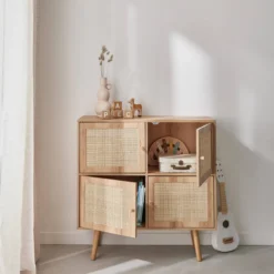 sweeek Cassettiera per bambini a 4 ante effetto legno