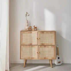sweeek Cassettiera per bambini a 4 ante effetto legno
