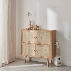sweeek Cassettiera per bambini a 4 ante effetto legno