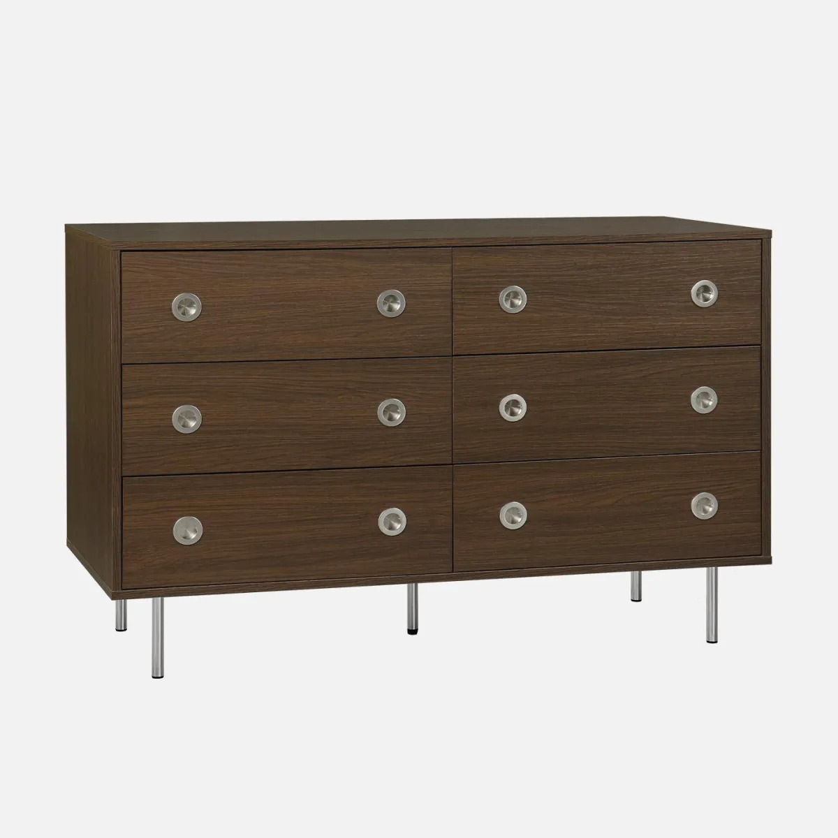 sweeek Cassettiera vintage decorata in legno e acciaio inossidabile, 6 cassetti