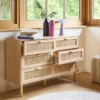 sweeek Cassettone con effetto canna e legno a 6 cassetti