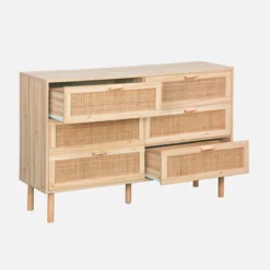 sweeek Cassettone con effetto canna e legno a 6 cassetti