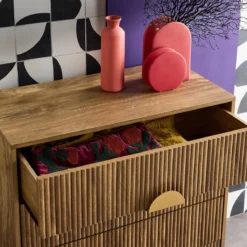 sweeek Cassettone con effetto legno di mango a 4 cassetti