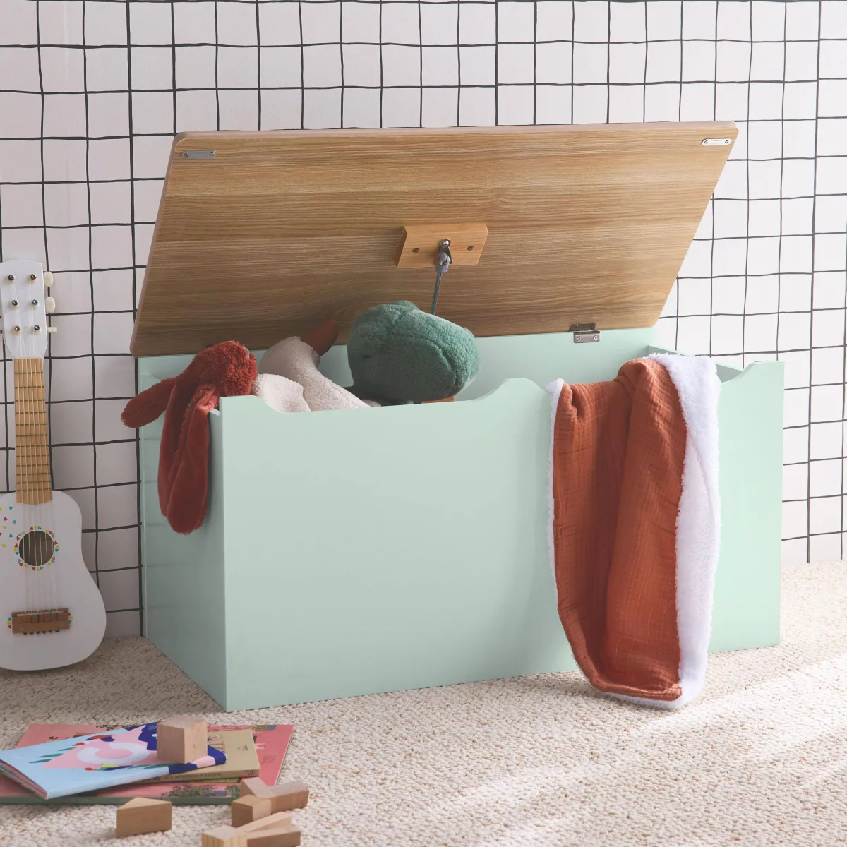 sweeek Cassettone per giochi effetto legno bianco