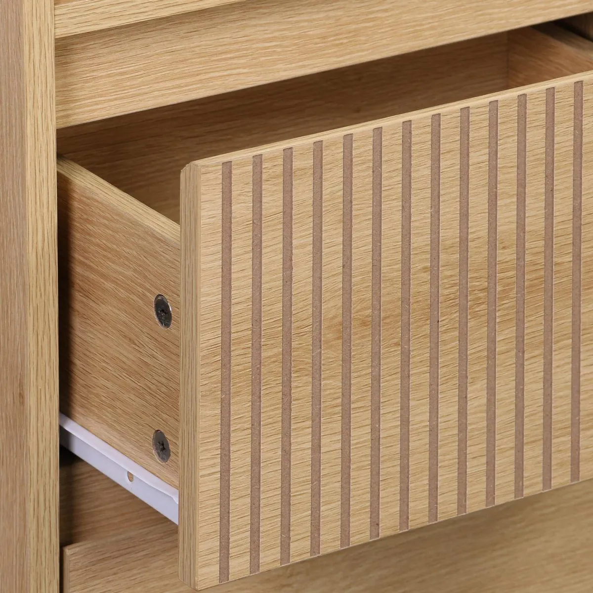 sweeek Colonna di stoccaggio decorativa in legno con 3 ripiani e 2 cassetti