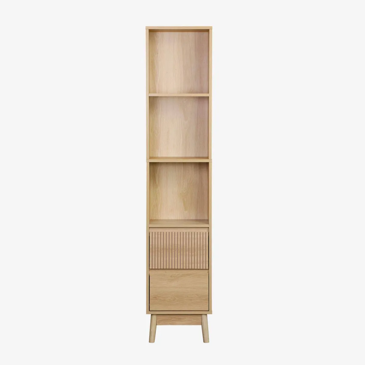 sweeek Colonna di stoccaggio decorativa in legno con 3 ripiani e 2 cassetti