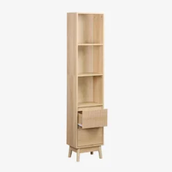 sweeek Colonna di stoccaggio decorativa in legno con 3 ripiani e 2 cassetti