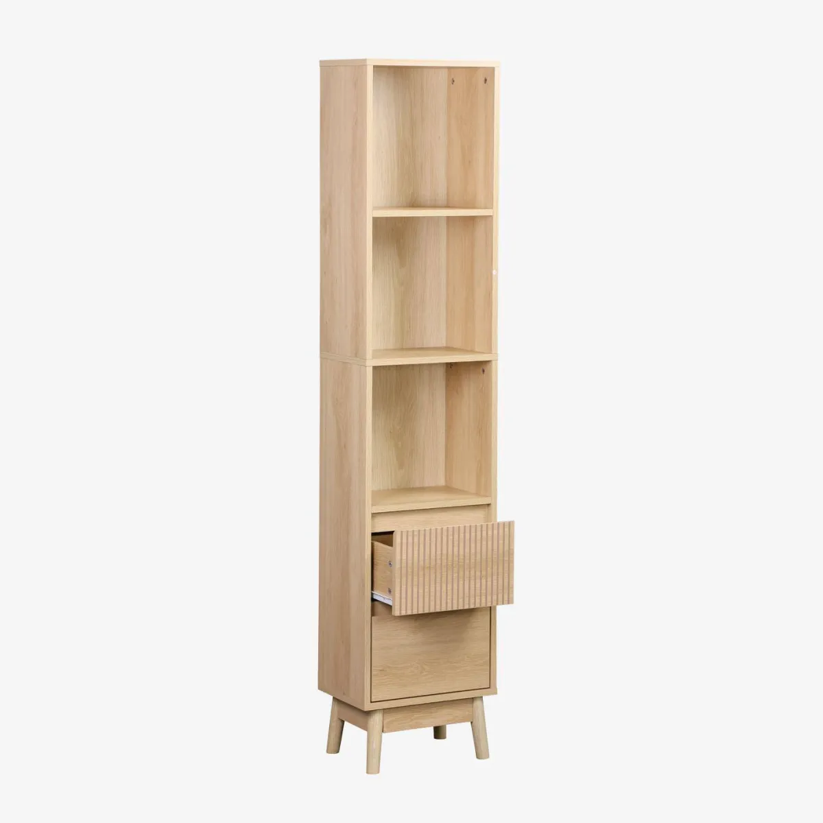 sweeek Colonna di stoccaggio decorativa in legno con 3 ripiani e 2 cassetti