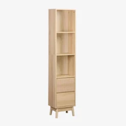 sweeek Colonna di stoccaggio decorativa in legno con 3 ripiani e 2 cassetti