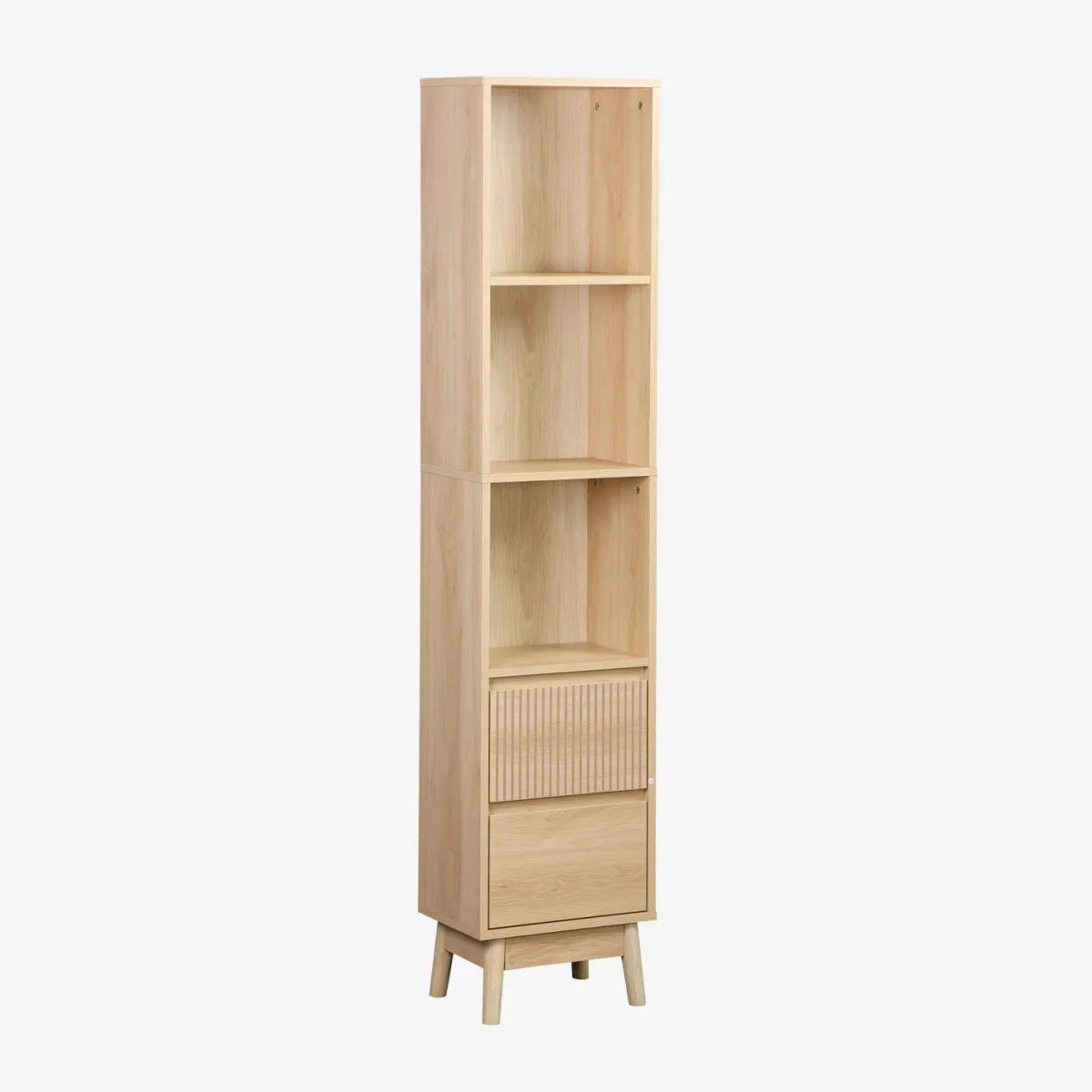sweeek Colonna di stoccaggio decorativa in legno con 3 ripiani e 2 cassetti