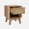 sweeek Comodino con cassetto e nicchia, effetto legno e cannage