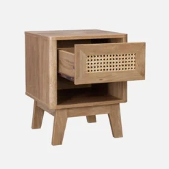 sweeek Comodino con cassetto e nicchia, effetto legno e cannage