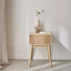 Comodino decorazione legno 1 cassetto