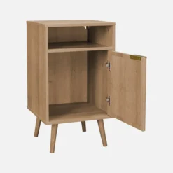 sweeek Comodino, decorazioni in legno e canne arrotondate
