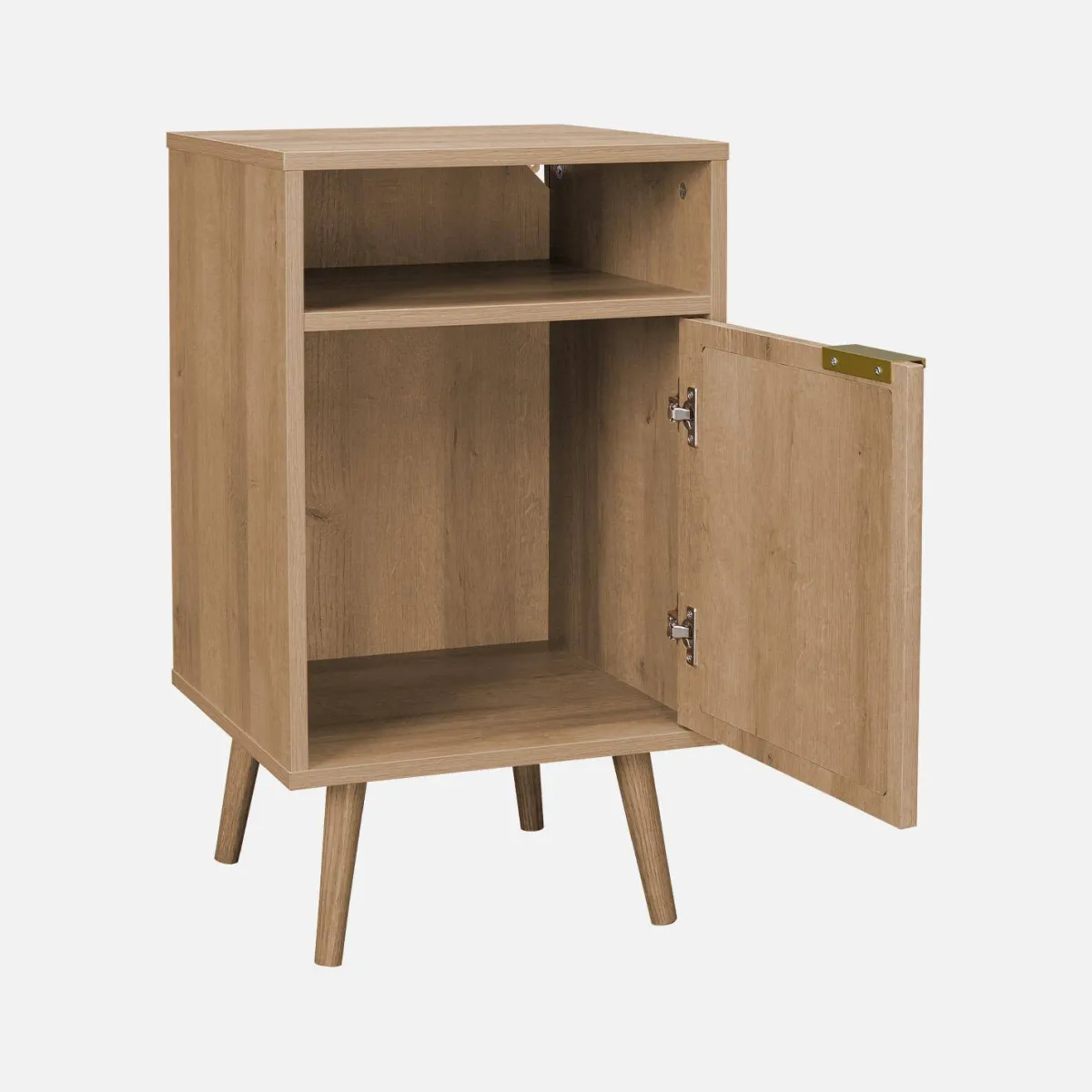 sweeek Comodino, decorazioni in legno e canne arrotondate
