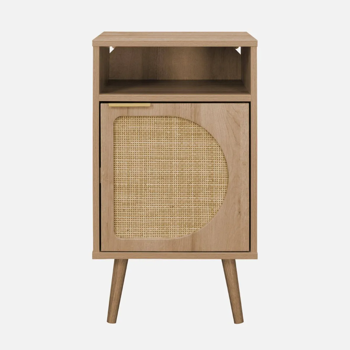 sweeek Comodino, decorazioni in legno e canne arrotondate