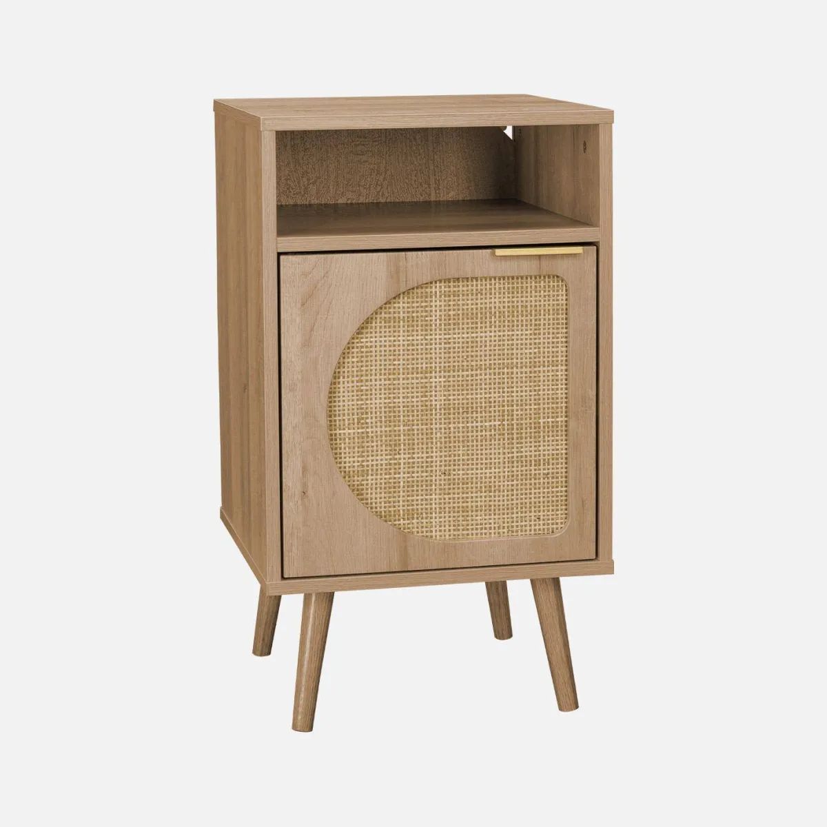 sweeek Comodino, decorazioni in legno e canne arrotondate