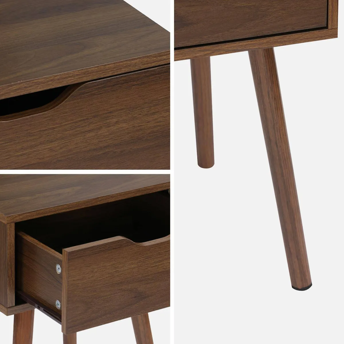 sweeek Comodino effetto legno 1 cassetto marrone