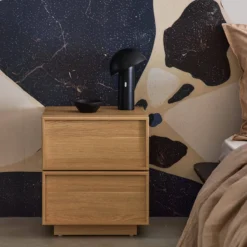 sweeek Comodino effetto legno 2 cassetti