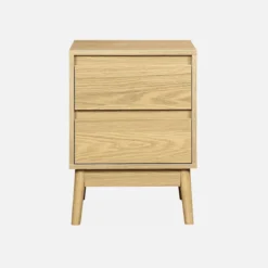 sweeek Comodino effetto legno con due cassetti