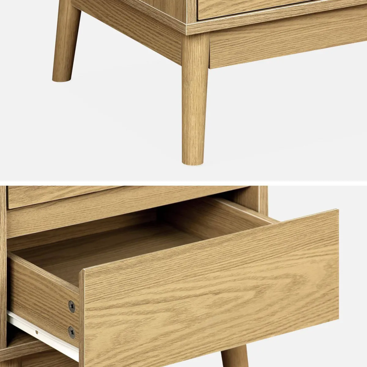 sweeek Comodino effetto legno con due cassetti