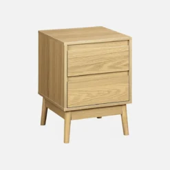 sweeek Comodino effetto legno con due cassetti
