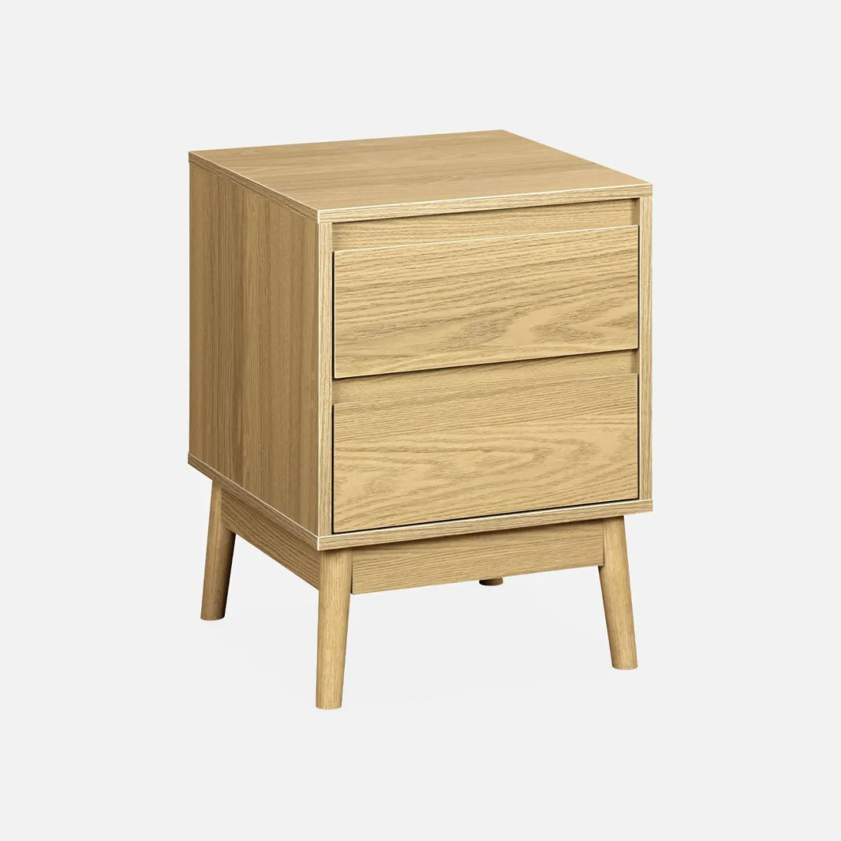 sweeek Comodino effetto legno con due cassetti