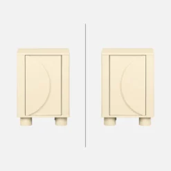 sweeek Comodino effetto legno di mango con 1 anta reversibile