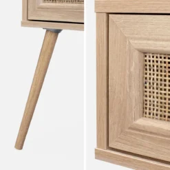 sweeek Comodino effetto legno e intrecciatura cannage, 1 cassetto